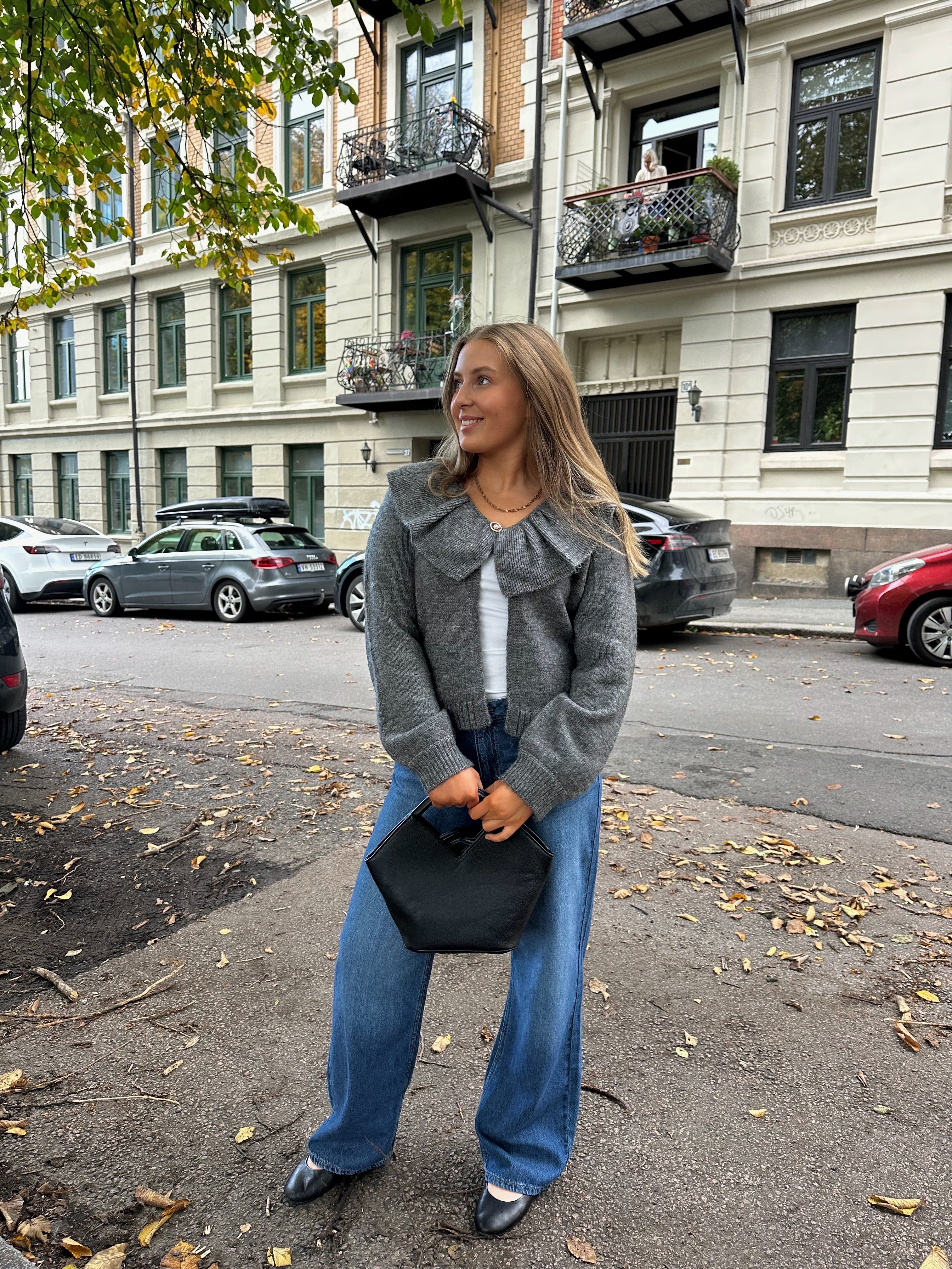 OBJDENISI Knit Cardigan - Medium Grey Melange